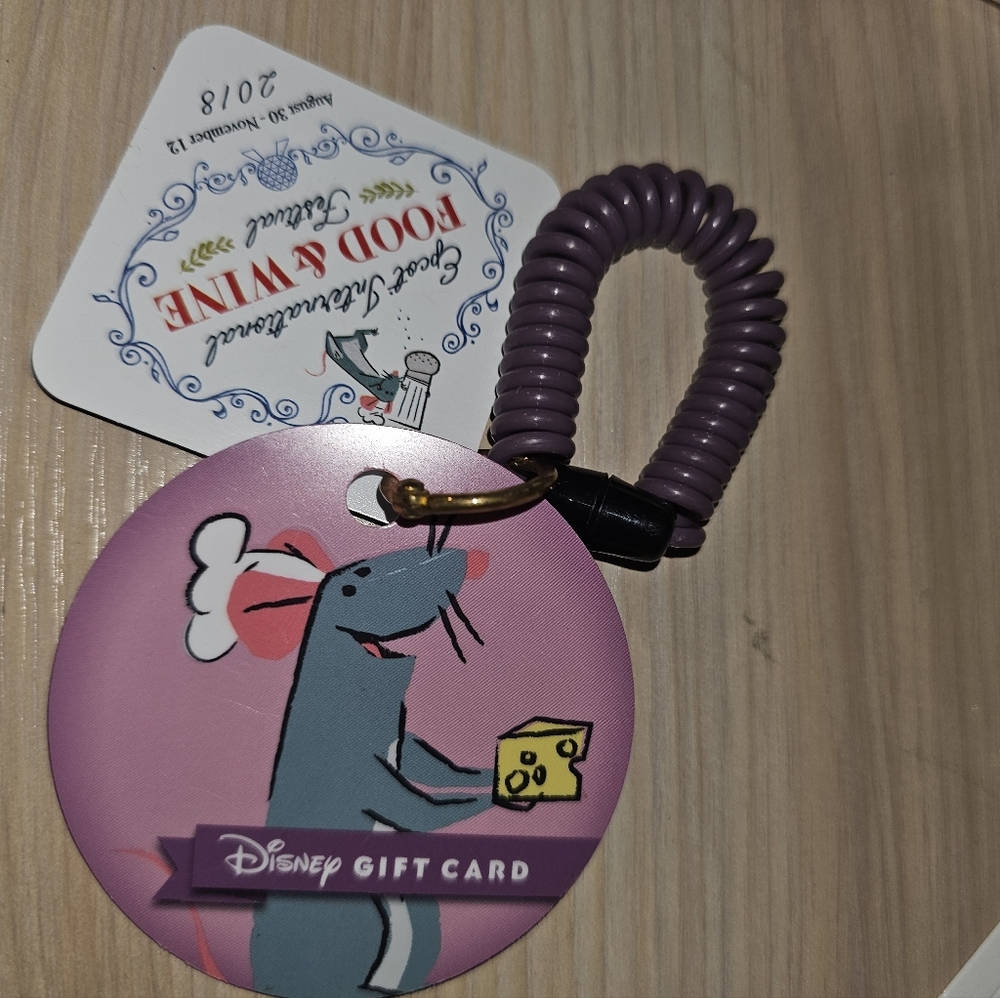 Disney EPCOT 2018 Food Wine Festival Remy Ratatouille Gift‎ Card EMPTY Wristband